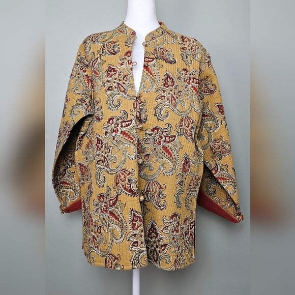 Sam Hilu Vintage Mandarin Quilted Floral Jacket, XS - Picture 2 of 11